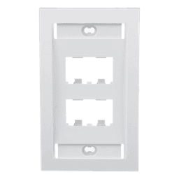 Placa de Pared Vertical / 4 Puertos Mini-Com / 69.8 x 114.3 mm / 2.75 x 4.5 in / Con Espacio para Etiquetas / Blanco