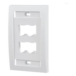 Placa de Pared Vertical / 4 Puertos Mini-Com / 69.8 x 114.3 mm / 2.75 x 4.5 in / Con Espacio para Etiquetas / Blanco