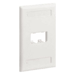 Placa de Pared Vertical / 2 Puertos Mini-Com / Diseño Inclinado / Con Espacios para Etiquetas / 2.75 x 4.5 pulgadas / Blanco