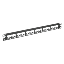 Panel de Parcheo Modular / 24 Puertos / 1UR / Plano / Totalmente Blindado / Acero Inoxidable / Rack 19"