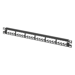 Panel de Parcheo Modular / 24 Puertos / 1UR / Plano / Totalmente Blindado / Acero Inoxidable / Rack 19"