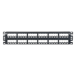 Panel de Parcheo Modular / 48 Puertos / 2UR / Plano / Totalmente Blindado / Acero Inoxidable / Rack 19"