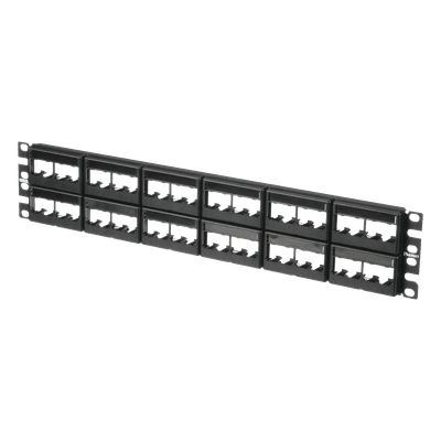 Panel de Parcheo Modular / 48 Puertos / 2 UR / Plano / Sin Blindaje / Mini-Com / Rack 19"