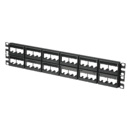 Panel de Parcheo Modular / 48 Puertos / 2 UR / Plano / Sin Blindaje / Mini-Com / Rack 19"