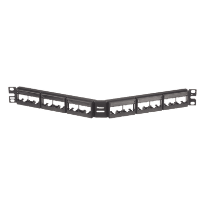 Panel de Parcheo Modular / Angulado / 24 Puertos / 1UR / Sin Blindaje / Con Etiqueta y Cubierta