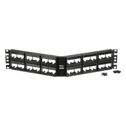 Panel de Parcheo Modular / Angulado / 48 Puertos / 2UR / Sin Blindaje / Con Etiqueta y Cubierta