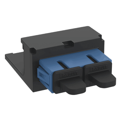 Módulo Acoplador / SC Duplex / Fibra Monomodo OS1/OS2 / Mini-Com / Cerámica Zirconia / 2 Espacios Modulares