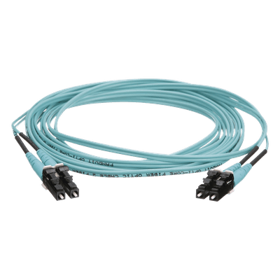 Jumper de Fibra Óptica Multimodo OM4 50/125 / LC-LC Dúplex / OFNR Riser / Aqua / 3 m (9.84 ft)