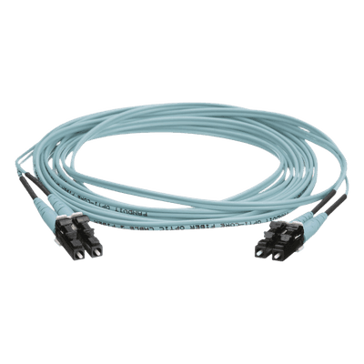 Jumper de Fibra Óptica / OM4 50/125 / LC-LC Dúplex / OFNR Riser / Aqua / 9 m (29.53 ft)