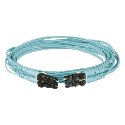Jumper de Fibra Óptica / OM3 50/125 / LC-LC Dúplex / OFNR / 9 m (29.53 ft) / Aqua