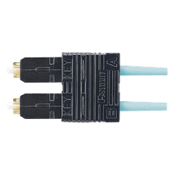 Conector de Fibra Óptica SC Duplex / Multimodo OM3/OM4 50/125 µm / Pre-pulido / Férula Zirconia / 900 µm Tight Buffer / Color Aqua
