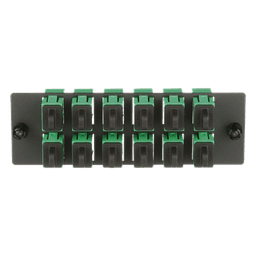 Placa Acopladora de Fibra Óptica / 12 Conectores SC/APC / Monomodo OS1/OS2 / Color Verde / Cerámica Zirconia