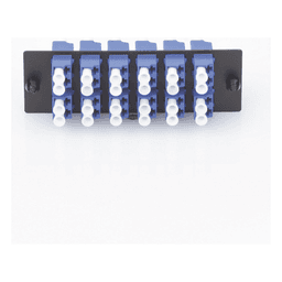 Placa Acopladora de Fibra Óptica / 12 Conectores LC Duplex / 24 Fibras Monomodo OS1/OS2 / Zirconia Cerámica / Color Azul