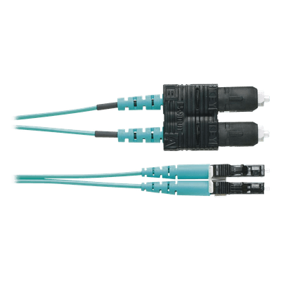 Jumper de Fibra Óptica / Multimodo OM4 50/125 / LC-SC Duplex / OFNR Riser / Aqua / 3 m (9.84 ft)