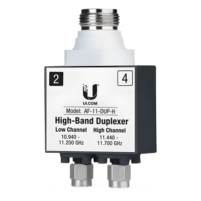 Duplexer / 11 GHz Banda Licenciada / Alta 10.940-11.200 GHz y 11.440-11.700 GHz / PoE 50VDC / SMA+N-Type / -40 a 55°C