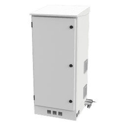 Gabinete de Piso Exterior / Rack 19" 16 U / Ventiladores con Termostato / IP-54 / Espacio para 2 Baterías / 110 VCA / 600 x 1429 x 5 mm