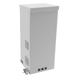 Gabinete de Piso Exterior / Rack 19" 16 U / Ventiladores con Termostato / IP-54 / Espacio para 2 Baterías / 110 VCA / 600 x 1429 x 5 mm