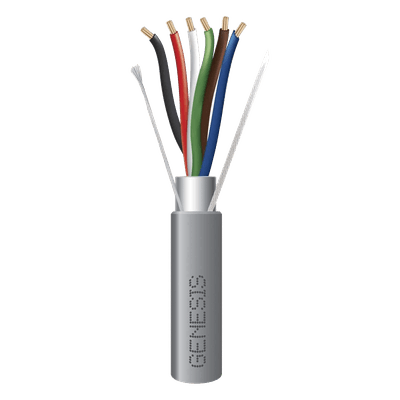Bobina de Cable / 6x22 AWG Blindado / 152 m (500 pies) / Riser / Gris / Audio, Seguridad y Control
