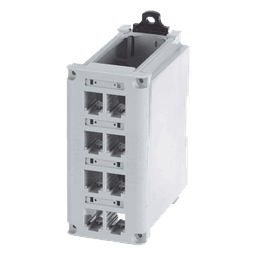 Panel de Parcheo Modular / Riel DIN 35 mm (1.38 pulgadas) / 8 Puertos Mini-Com / Blindado / Gris
