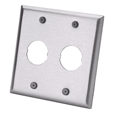 Placa de Pared Doble Industrial / 2 Puertos / Acero Inoxidable / 4.59x4.5x0.16 in / Montaje Vertical