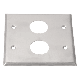 Placa de Pared Doble Industrial / 2 Puertos / Acero Inoxidable / 4.59x4.5x0.16 in / Montaje Vertical