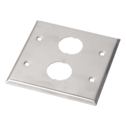 Placa de Pared Doble Industrial / 2 Puertos / Acero Inoxidable / 4.59x4.5x0.16 in / Montaje Vertical