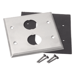 Placa de Pared Doble Industrial / 2 Puertos / Acero Inoxidable / 4.59x4.5x0.16 in / Montaje Vertical
