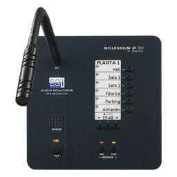 Consola de Avisos Multizona IP / Audio 16 bits 44.1 kHz / Display Tinta Electrónica / Micrófono Electret / 6 Teclas Directas / Grabación de Mensajes