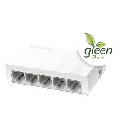 Switch no administrado / 5 puertos 10/100Mbps / Fanless / Green Ethernet / 83.6 x 45.7 x 22.8 mm