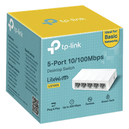 Switch no administrado / 5 puertos 10/100Mbps / Fanless / Green Ethernet / 83.6 x 45.7 x 22.8 mm