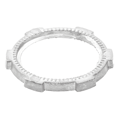 Contratuerca Metálica / Zamac 51 mm (2") / Diámetro 74 mm / Estrías para Continuidad de Tierra / Acabado Zinc Bruñido