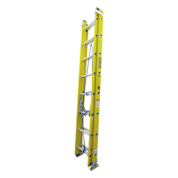 Escalera de Extensión / Fibra de Vidrio y Aluminio / 24 Escalones / 6.4 m (21 ft) / Carga 102 kg / Tacones Antideslizantes