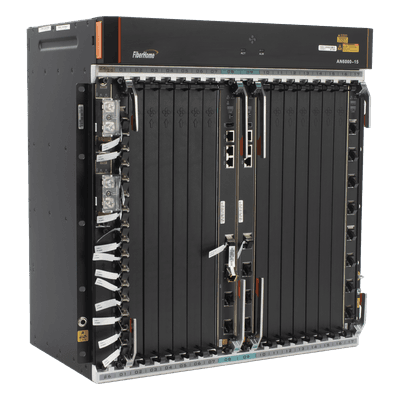 OLT Carrier Class Modular / 14 Ranuras de Servicio / 240 Puertos GPON / Switching 6.8 Tbps / Fuente Redundante -48Vdc / 11 UR