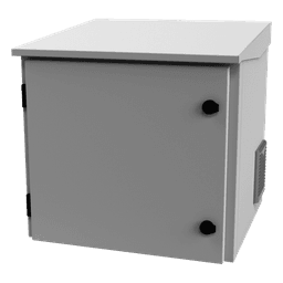 Gabinete Exterior IP / Rack 19" 9UR / Ventilador con Termostato / Acero Galvanizado / Montaje Poste, Torre o Pared