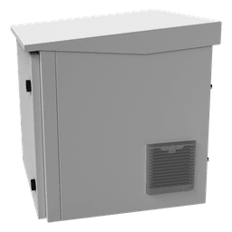 Gabinete Exterior IP / Rack 19" 9UR / Ventilador con Termostato / Acero Galvanizado / Montaje Poste, Torre o Pared