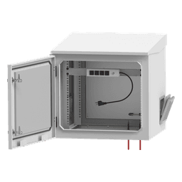 Gabinete Exterior IP / Rack 19" 9UR / Ventilador con Termostato / Acero Galvanizado / Montaje Poste, Torre o Pared