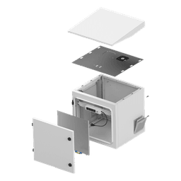 Gabinete Exterior IP / Rack 19" 9UR / Ventilador con Termostato / Acero Galvanizado / Montaje Poste, Torre o Pared