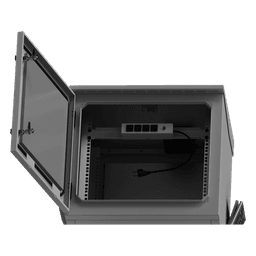 Gabinete Exterior IP / Rack 19" 9UR / Ventilador con Termostato / Acero Galvanizado / Montaje Poste, Torre o Pared