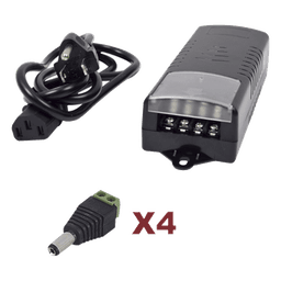 Kit de fuente de poder / Entrada 110-220 VCA / Salida 12 VCC 5A / 4 salidas / Conectores JR52 / 6A PTC / 117x62x34.2 mm / 0.38x0.20x0.11 ft