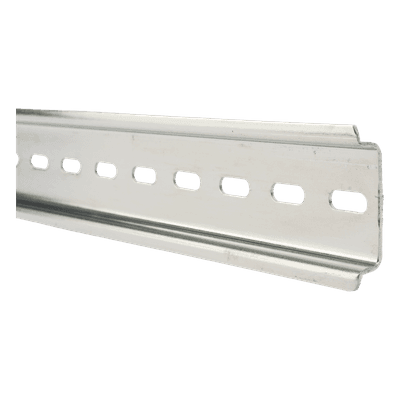 Riel DIN / 35 mm x 7.5 mm / Acero Cromado Zinc / 1 m (3.3 ft) / Ranura Central 6 mm x 15 mm