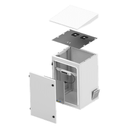 Gabinete Exterior IP / Rack 19" 16U / Acero Galvanizado / Ventilador con Termostato / Filtros Antipolvo / Aislante Térmico / Cerradura con Llave