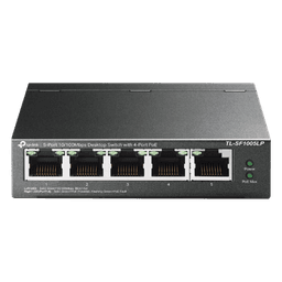 Switch PoE No Administrable / 5 Puertos 10/100 Mbps / 4 Puertos PoE 802.3af / Presupuesto 41 W / Extensión PoE 250 m (820 ft) / Sin Ventilador