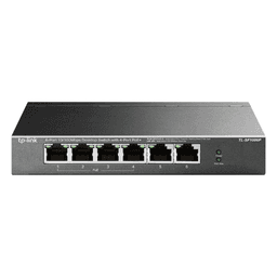 Switch PoE no administrable / 6 puertos 10/100 Mbps / 4 puertos PoE 802.3af/at / Presupuesto 67 W / Extensor hasta 250 m (820 ft) / Prioridad video