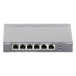 Switch PoE no administrable / 6 puertos 10/100 Mbps / 4 puertos PoE 802.3af/at / Presupuesto 67 W / Extensor hasta 250 m (820 ft) / Prioridad video