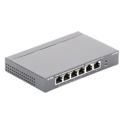 Switch PoE no administrable / 6 puertos 10/100 Mbps / 4 puertos PoE 802.3af/at / Presupuesto 67 W / Extensor hasta 250 m (820 ft) / Prioridad video