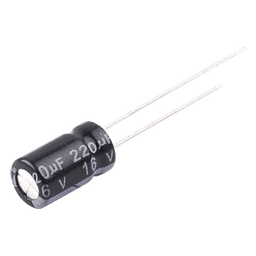 Capacitor Electrolítico Radial / 220 µF / 16 Vcc / 105 °C / 6.3 x 11 mm