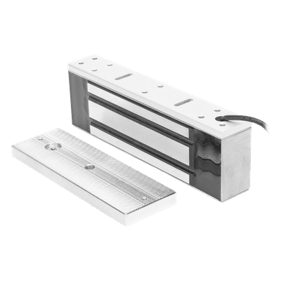 Chapa Magnética / Fuerza de Retención 500 kg (1200 lbs) / IP68 / Voltaje Dual 12/24 VCC / Aluminio Anodizado