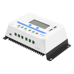 Controlador Solar PWM / 30A / 12/24/36/48V Auto / Tierra Positivo Común / Doble USB 2.4A / Pantalla LCD