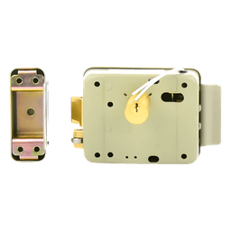 Cerradura Eléctrica / Doble Cerrojo / 12 VCA 2.5 A / Activación por Pulso 2 s / Exterior / Puerta Izquierda