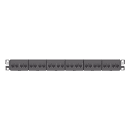 Panel de Parcheo / 24 Puertos / Cat 5e / 1 UR / Plano / Negro